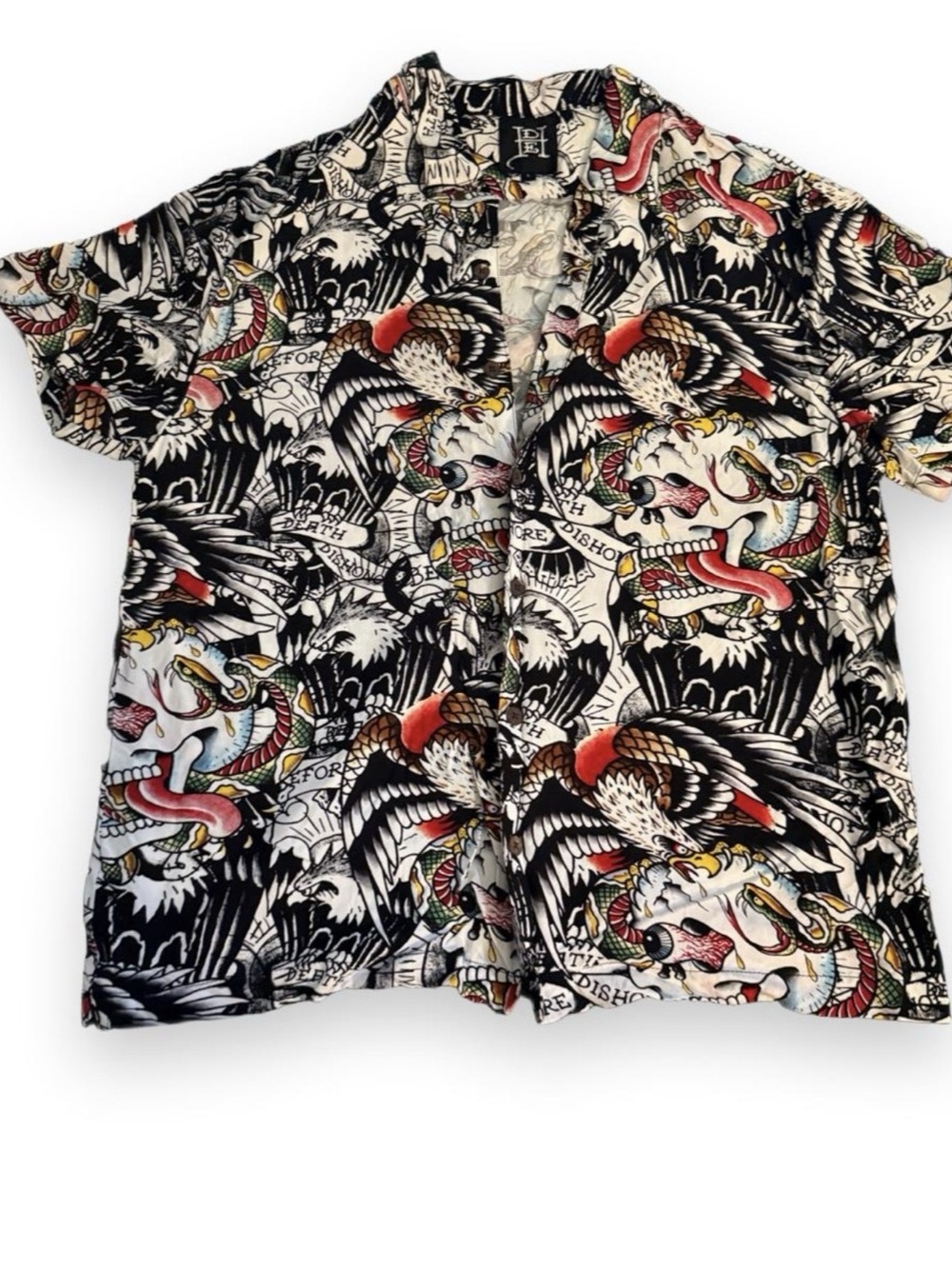 ED HARDY TATTOOED SKILL BUTTON UP